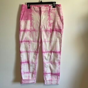 Sundry Tie Dye Roll Up Trouser Pants Pink White Cuffed 29 Chino Hippie Casual